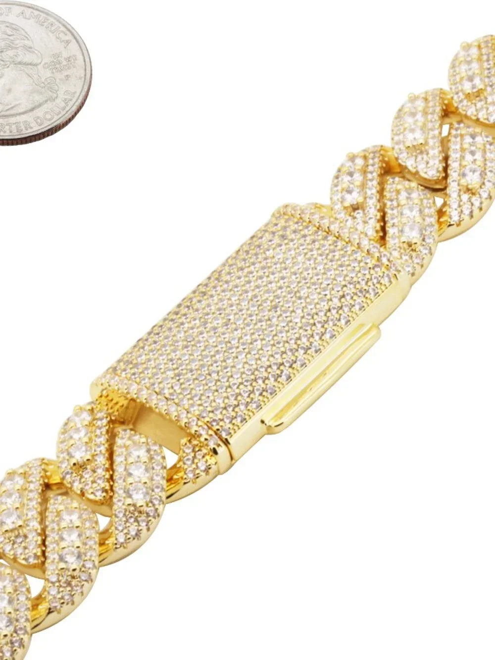 14k Yellow/White GP AAA CZ 20mm Cuban Link Chain Necklace Bracelet 8.5”-24”